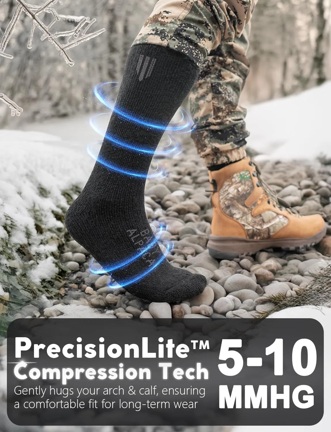 Alpaca Wool Boot Socks 2 pairs for Men and Women,Thick Thermal Winter Socks Cold Weather Hunting Hiking,Moisture Wicking
