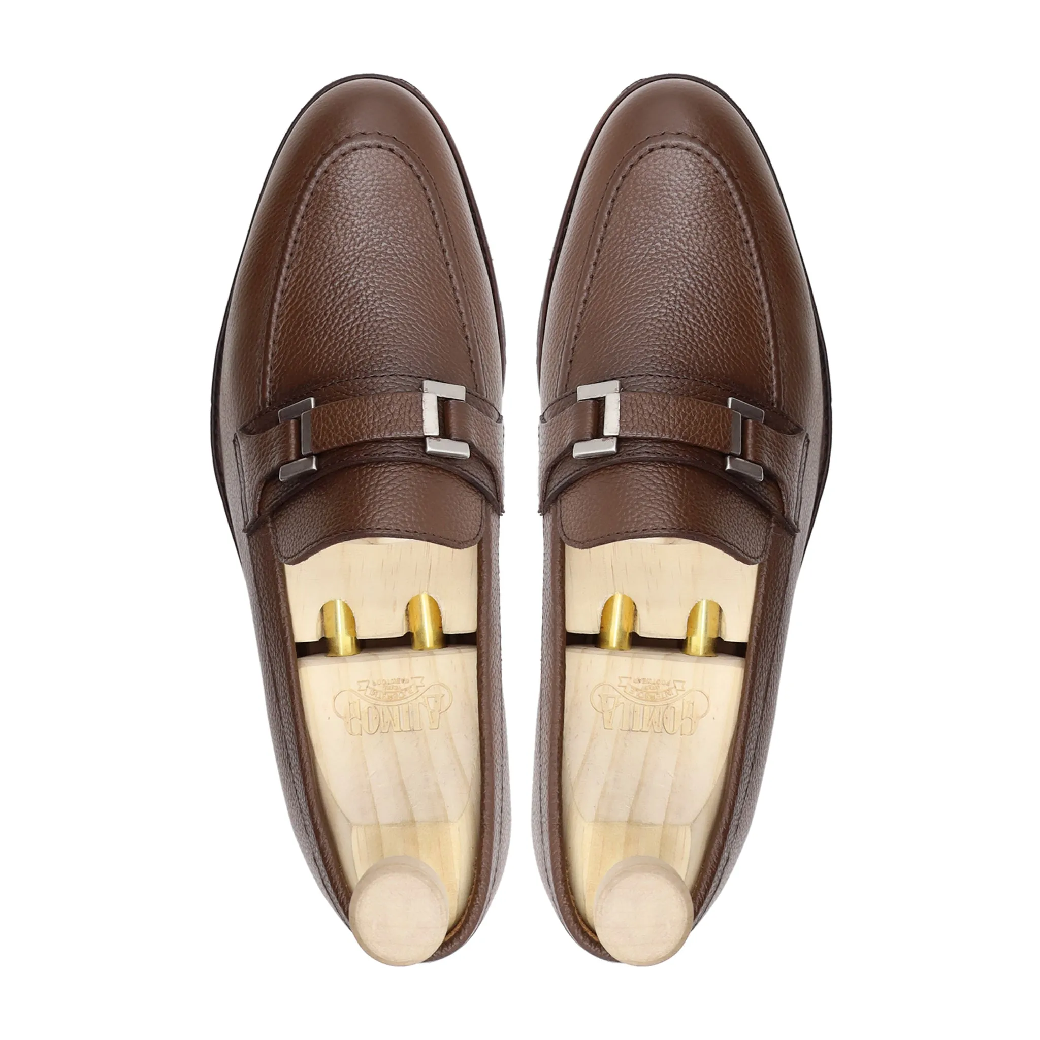 Athena - Men's Brown Pebble Grain Leather Loafer