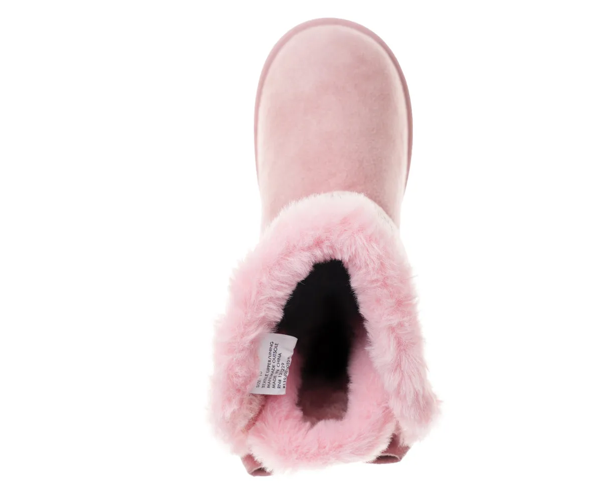 bebe Girl's Winter Boots Fur Boot Cuffs Sherpa Lined Shearling Microsuede Boots - Warm Boots For Toddler