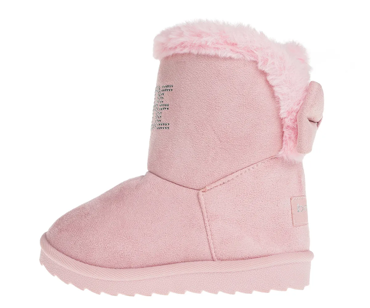 bebe Girl's Winter Boots Fur Boot Cuffs Sherpa Lined Shearling Microsuede Boots - Warm Boots For Toddler