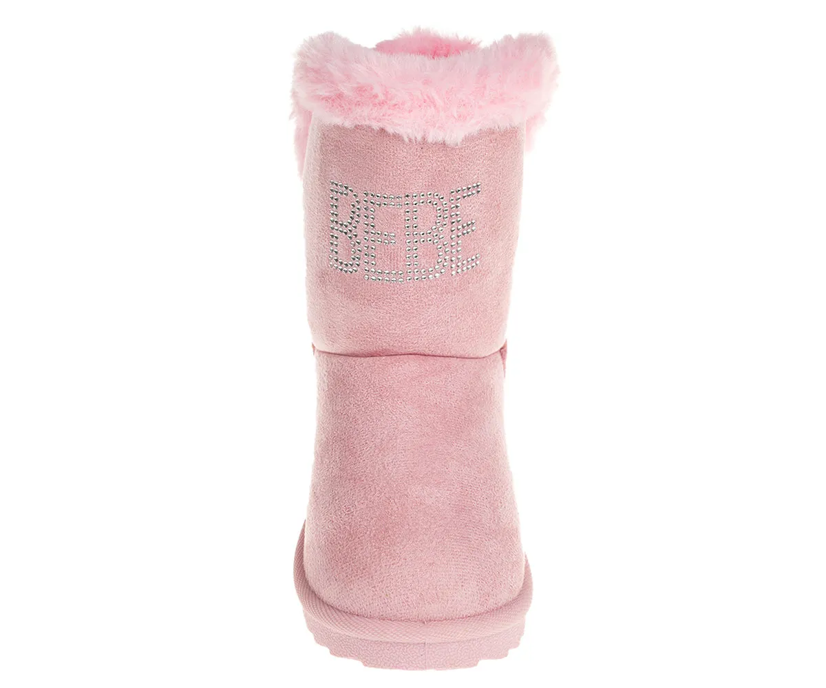 bebe Girl's Winter Boots Fur Boot Cuffs Sherpa Lined Shearling Microsuede Boots - Warm Boots For Toddler