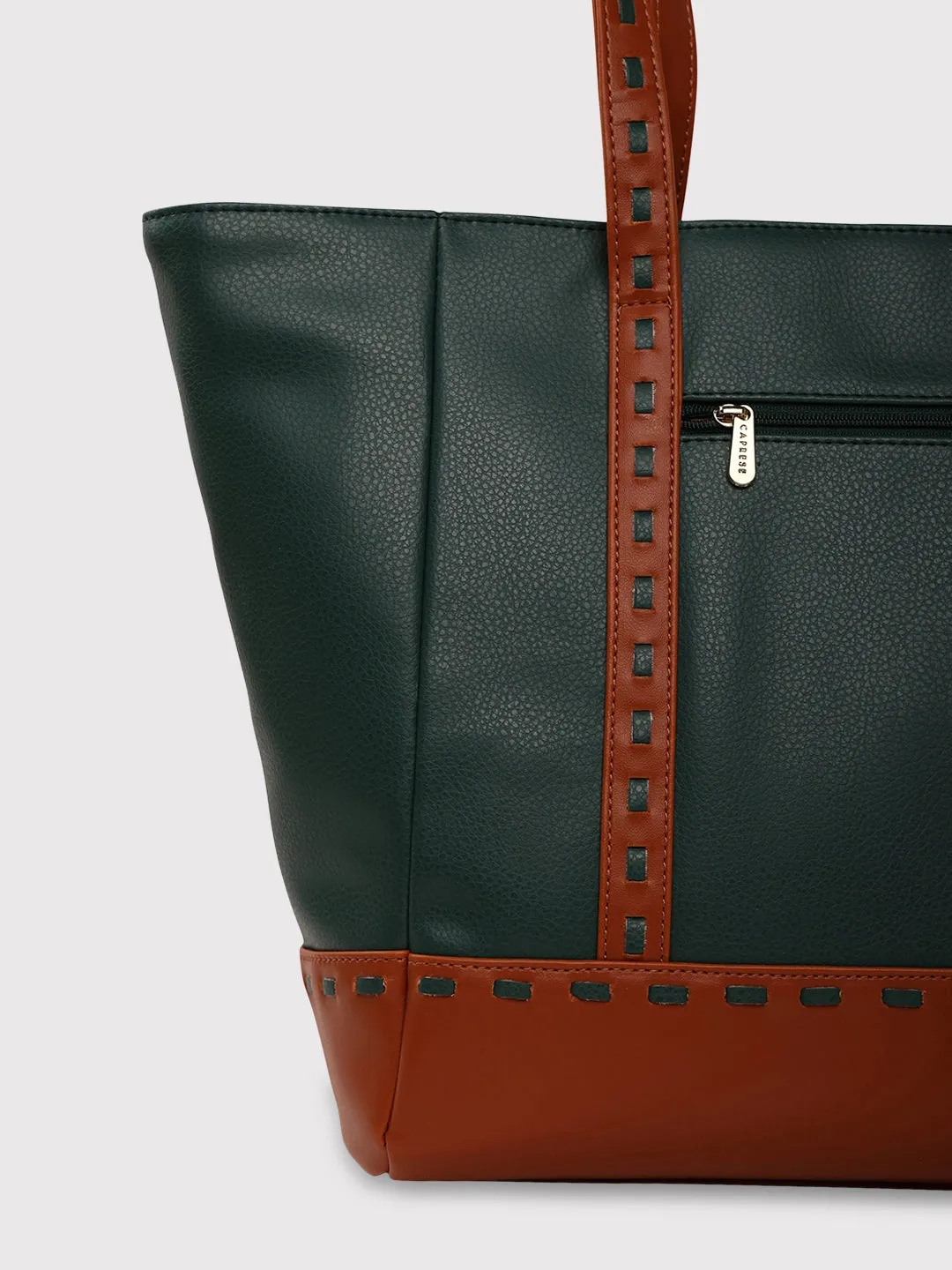 Caprese Lucca Tote Medium Solid Women'S Office Handbag Green