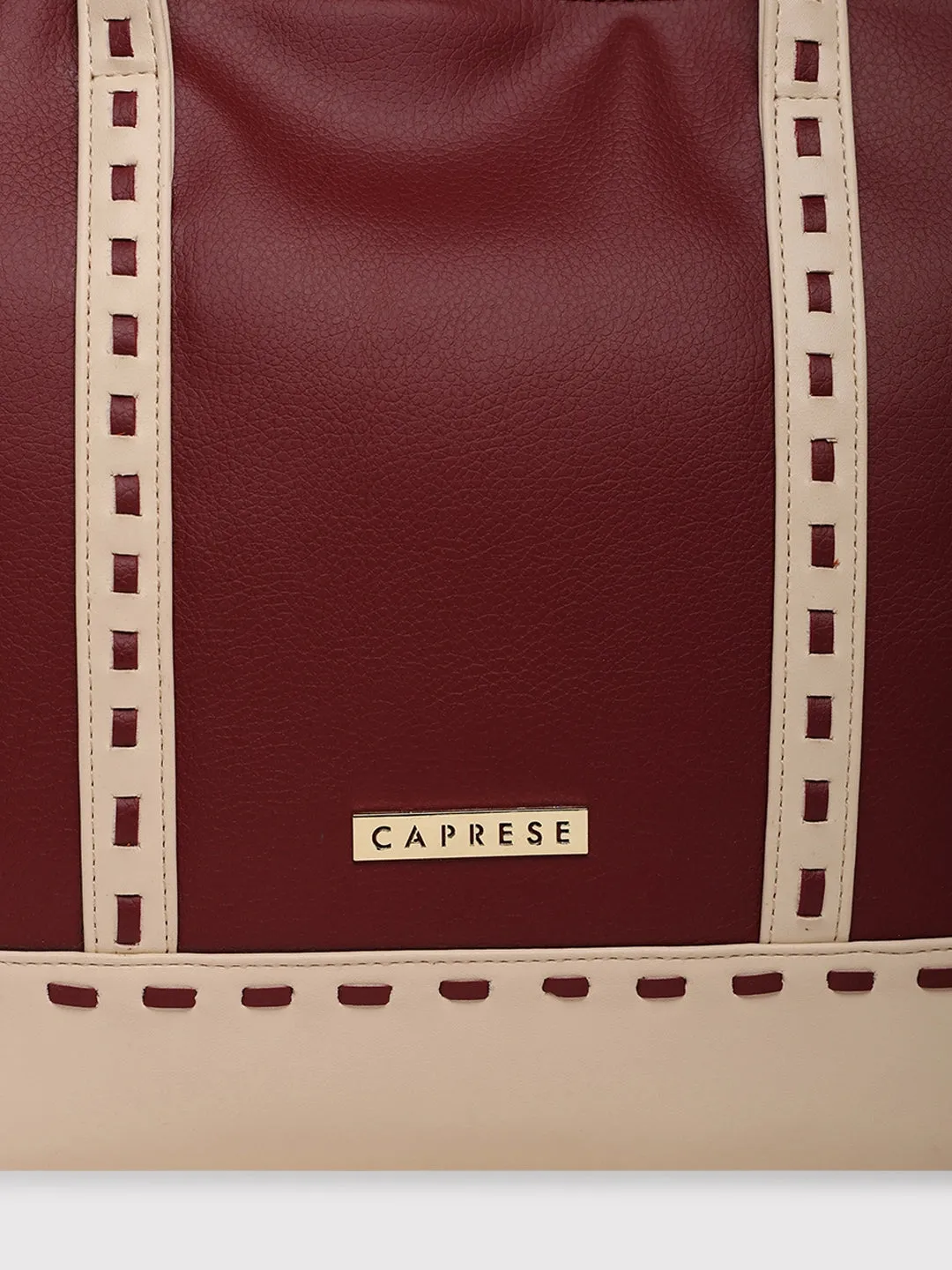 Caprese Lucca Tote Medium Solid Women'S Office Handbag Maroon