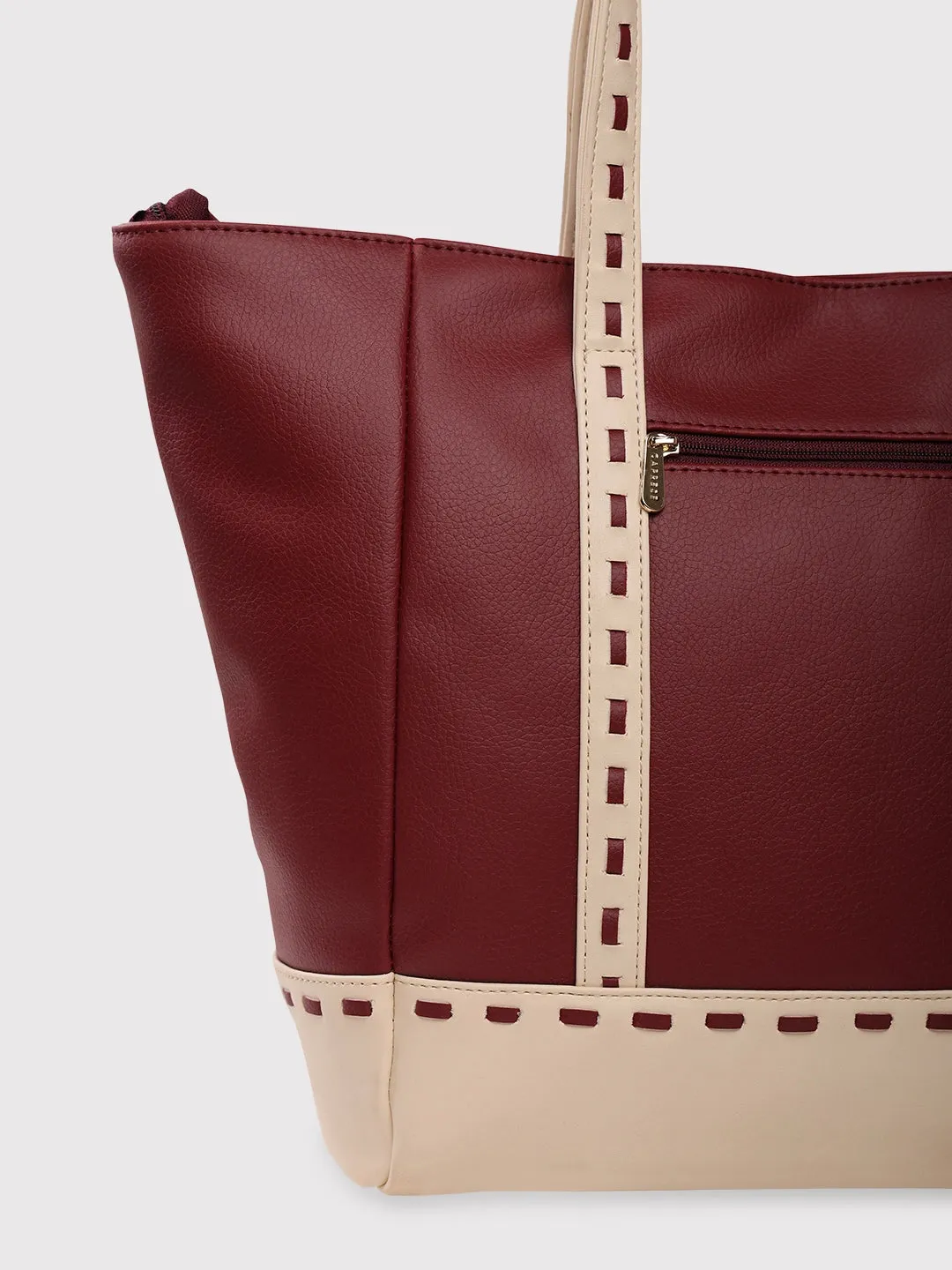 Caprese Lucca Tote Medium Solid Women'S Office Handbag Maroon