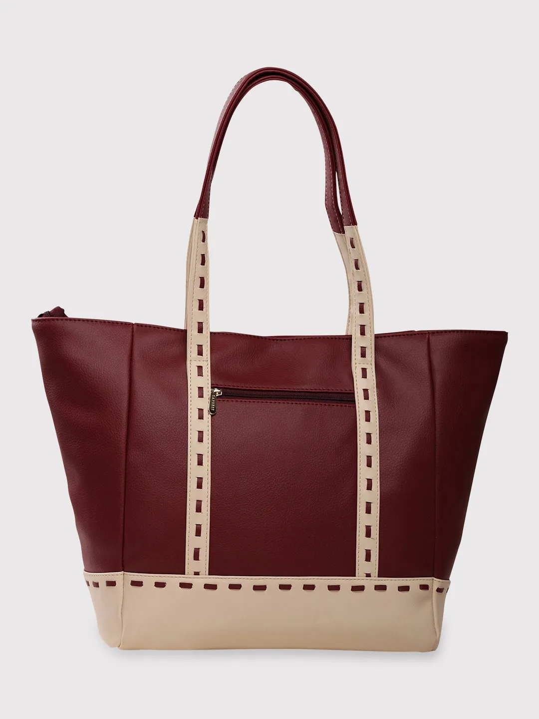 Caprese Lucca Tote Medium Solid Women'S Office Handbag Maroon