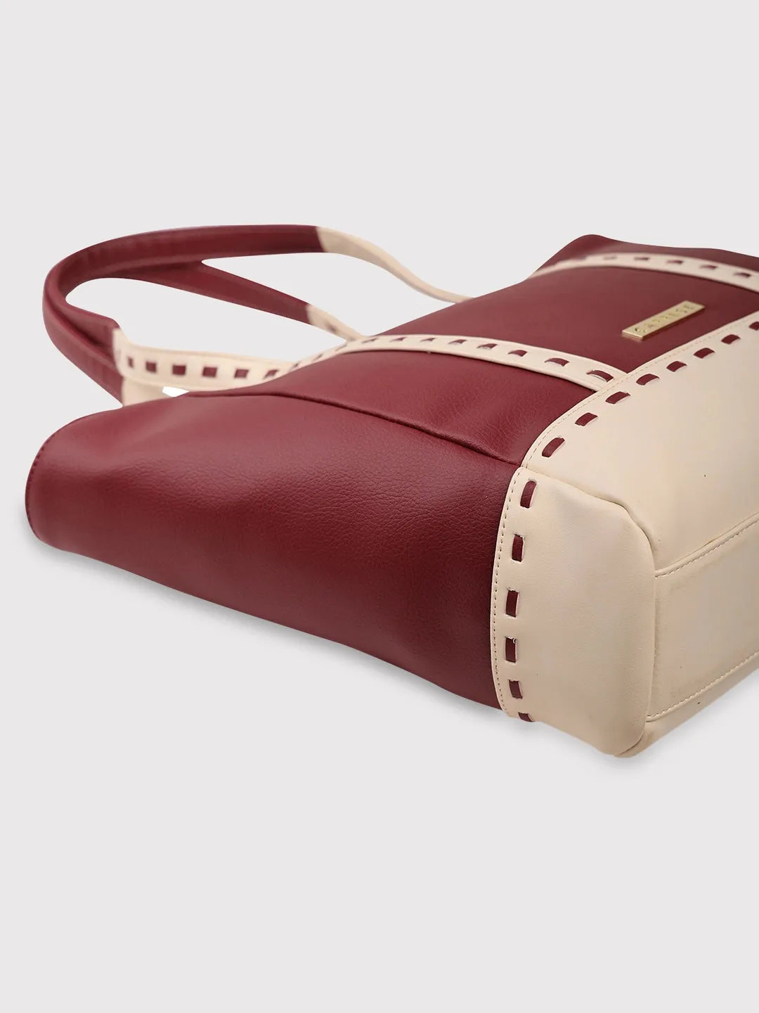 Caprese Lucca Tote Medium Solid Women'S Office Handbag Maroon