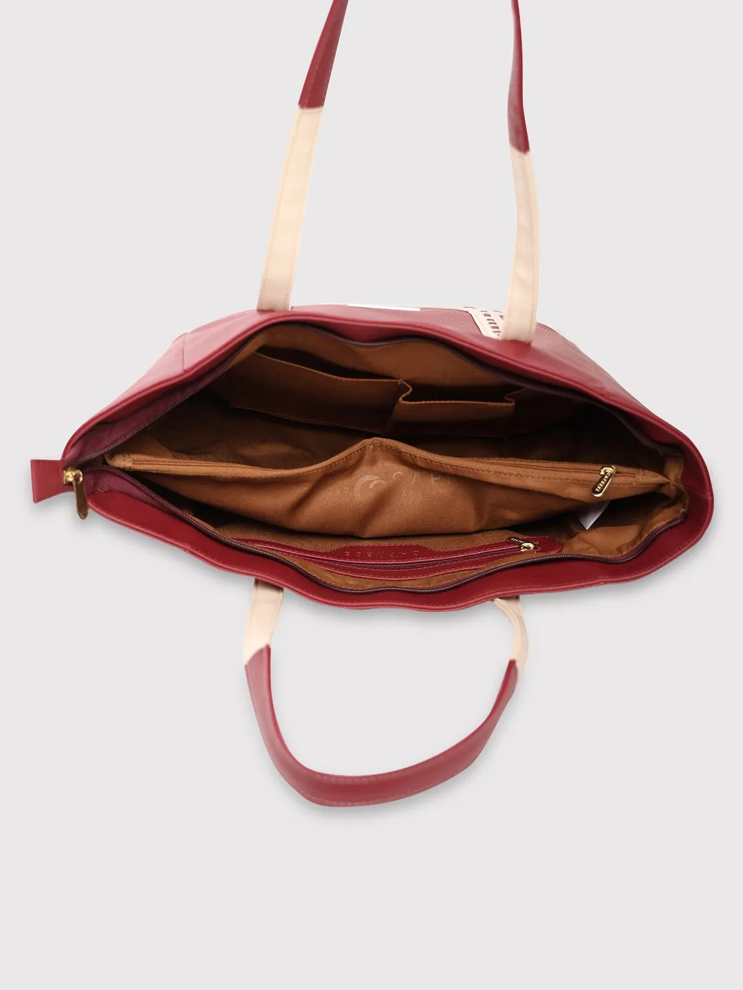 Caprese Lucca Tote Medium Solid Women'S Office Handbag Maroon