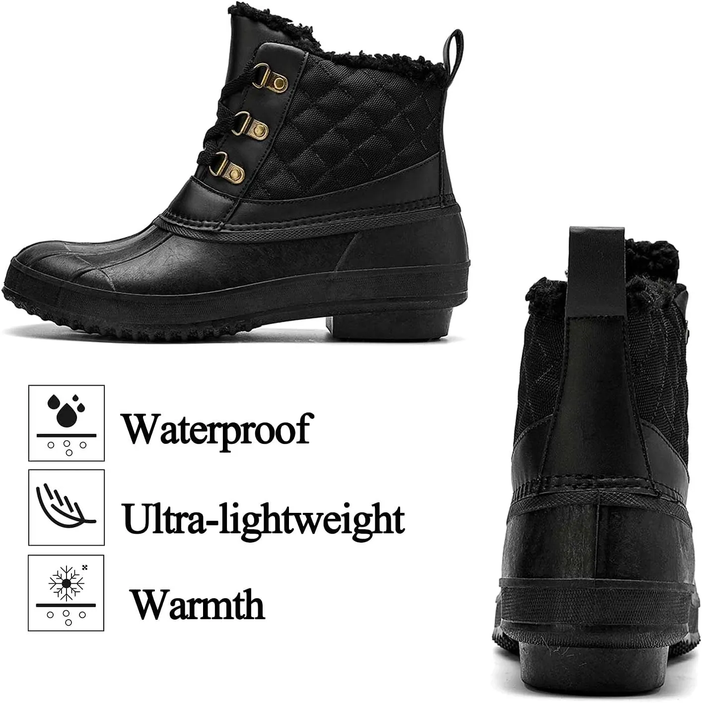 CERYTHRINA Womens Duck Boots Waterproof Warm Snow Boots Outdoor Winter Booties Ankle Rain Boot