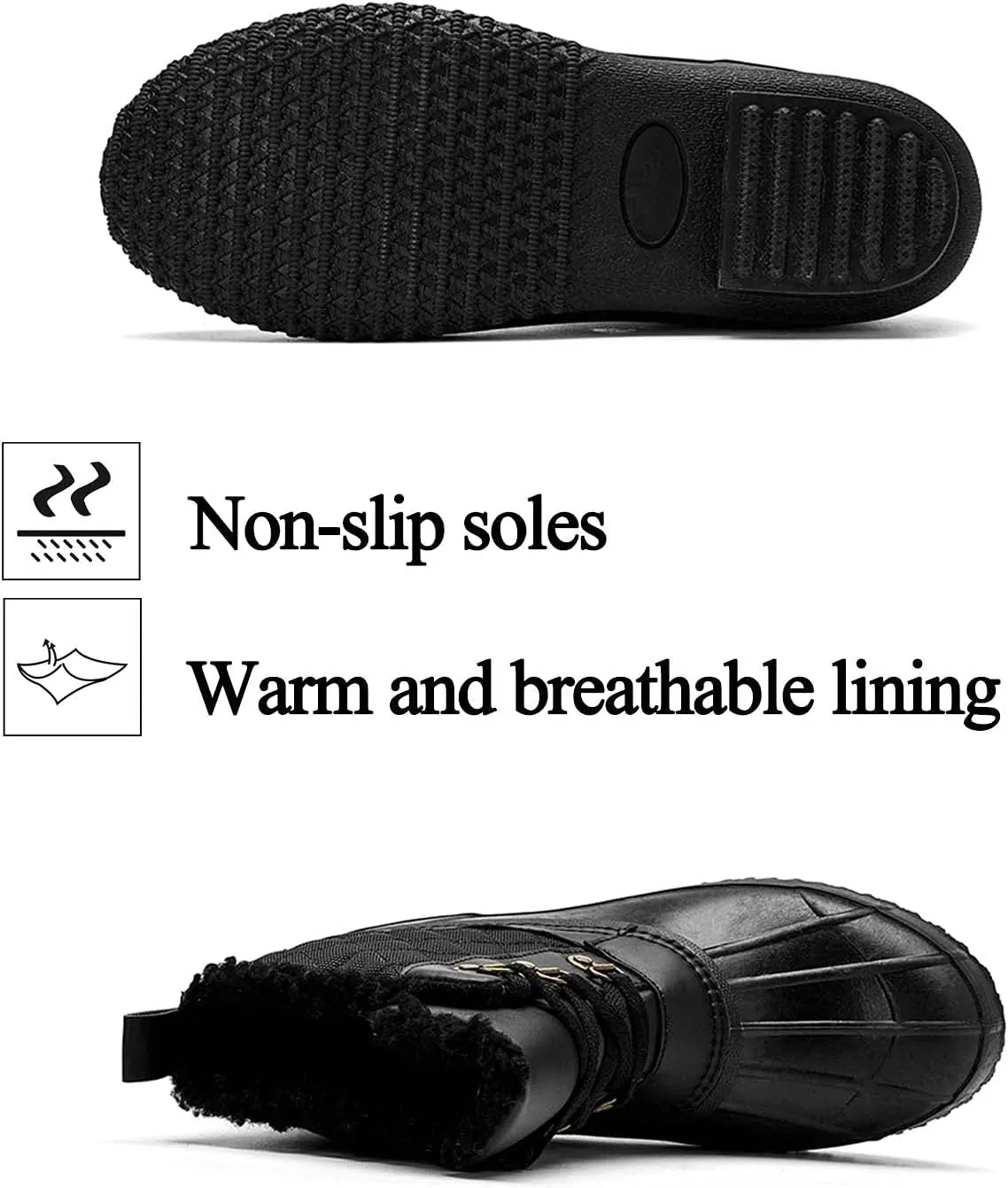 CERYTHRINA Womens Duck Boots Waterproof Warm Snow Boots Outdoor Winter Booties Ankle Rain Boot