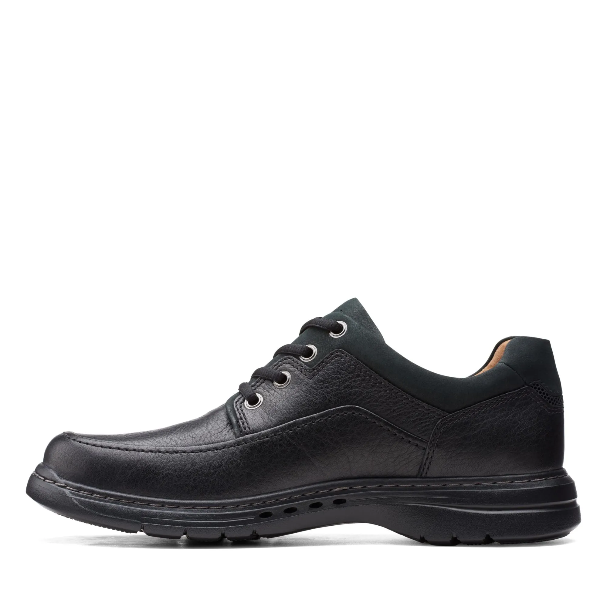 Clarks Un Brawley Lace Black Leather - Wide Width
