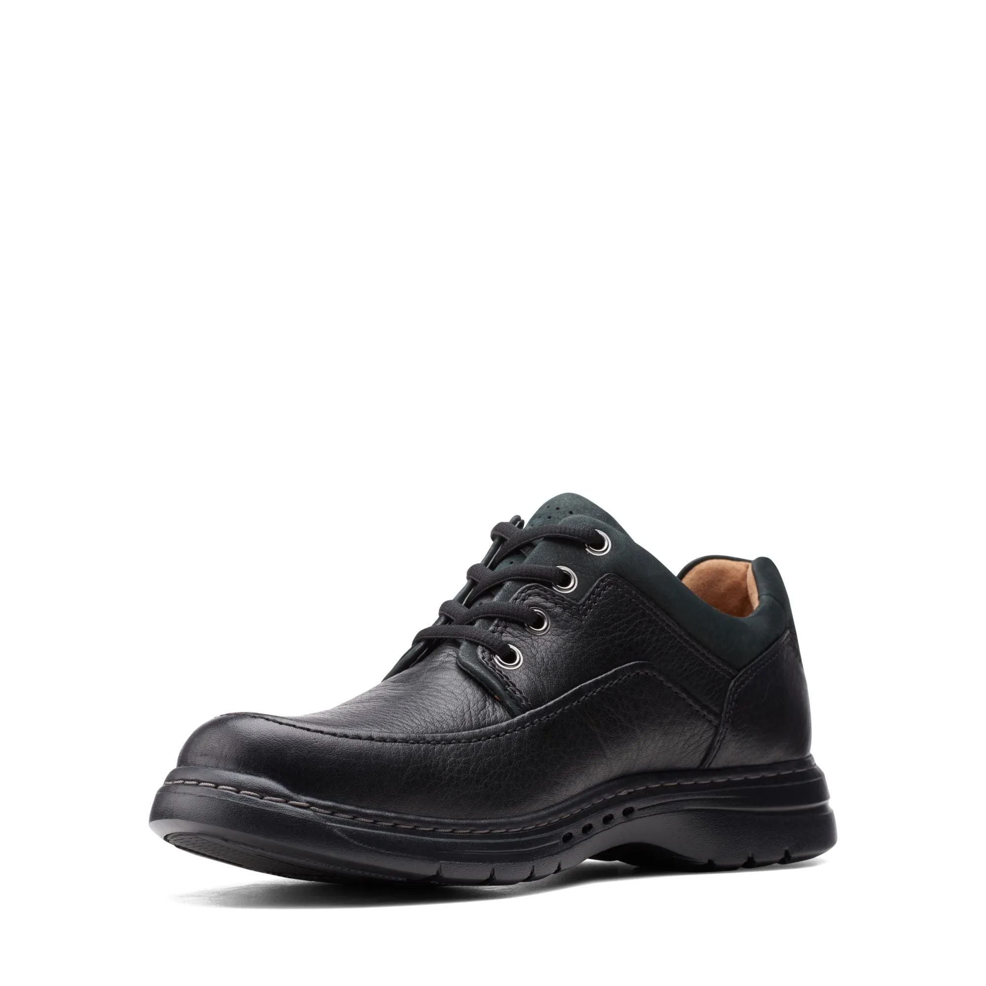 Clarks Un Brawley Lace Black Leather - Wide Width