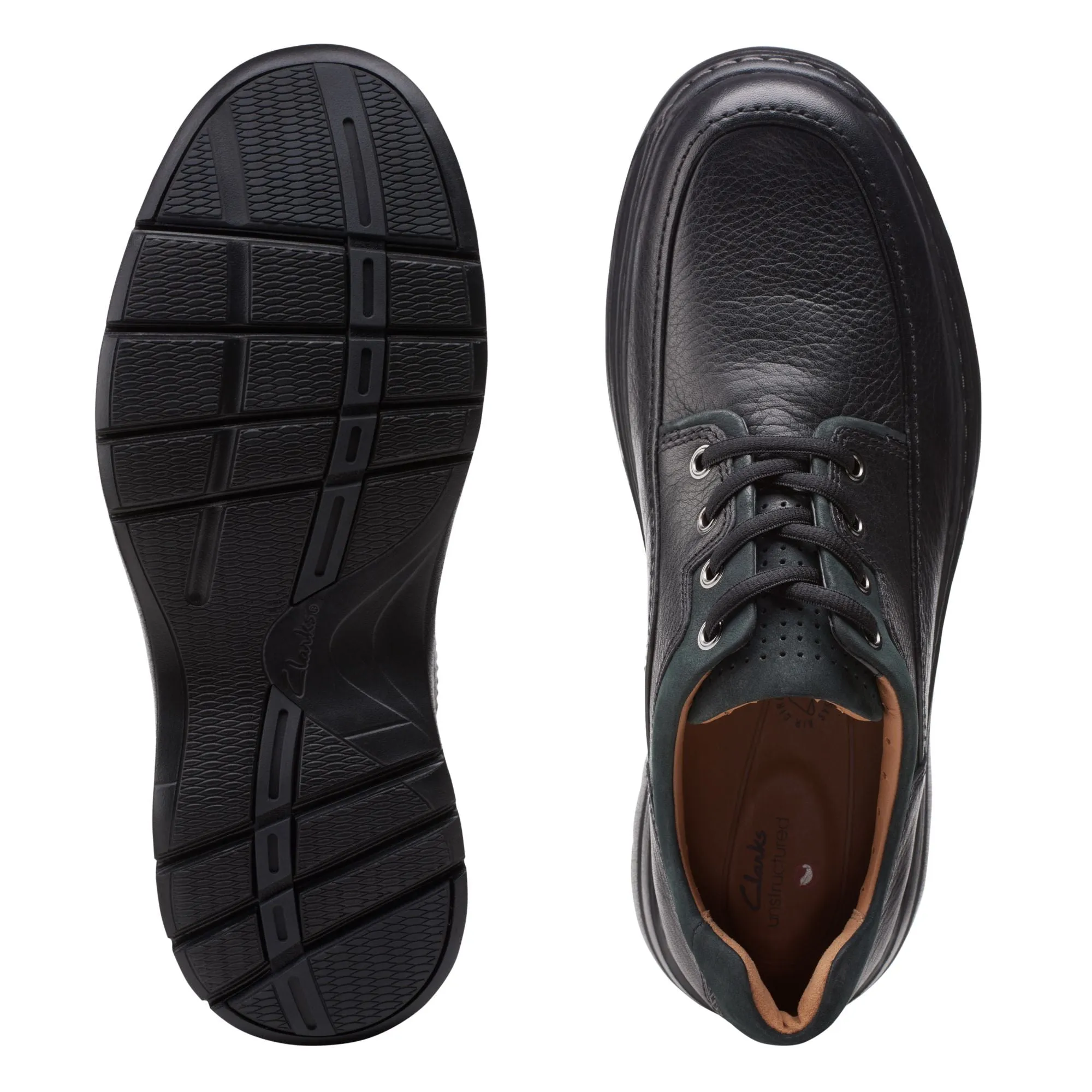 Clarks Un Brawley Lace Black Leather - Wide Width