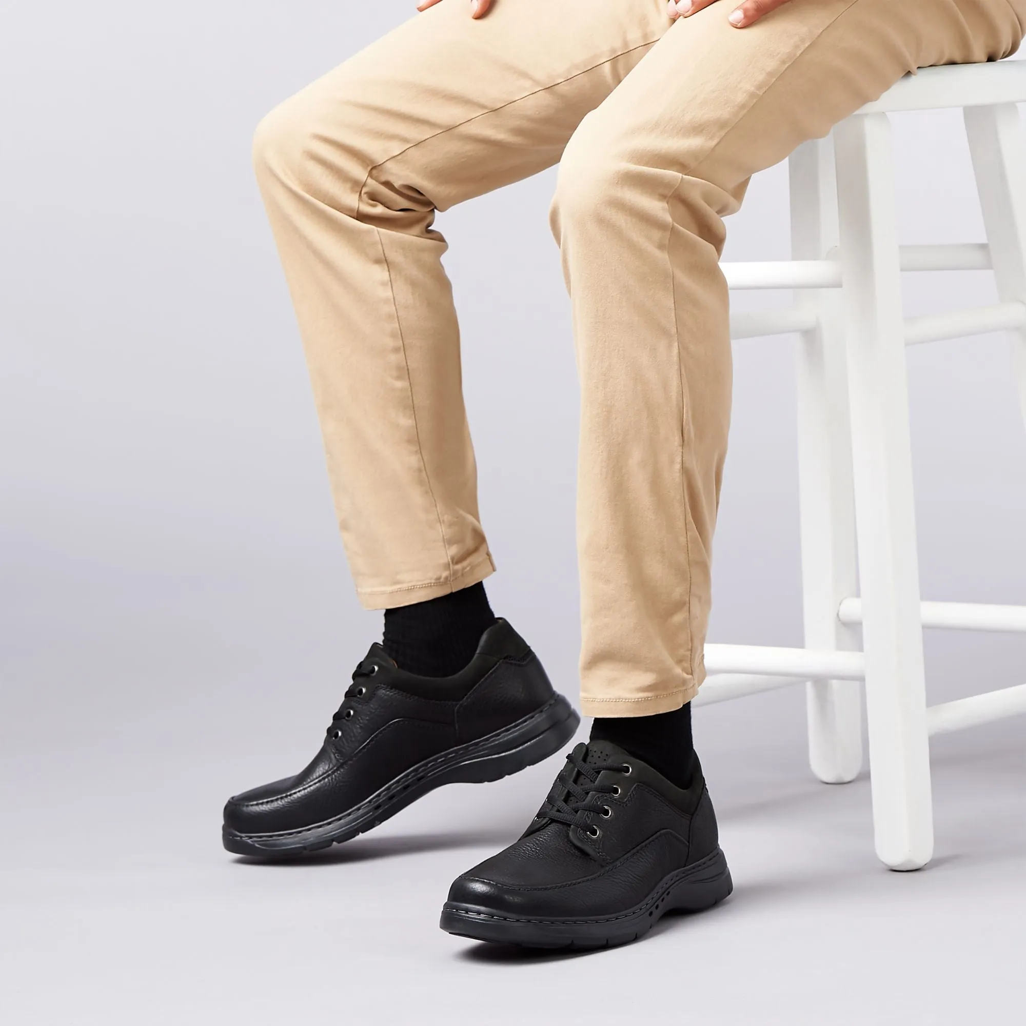 Clarks Un Brawley Lace Black Leather - Wide Width
