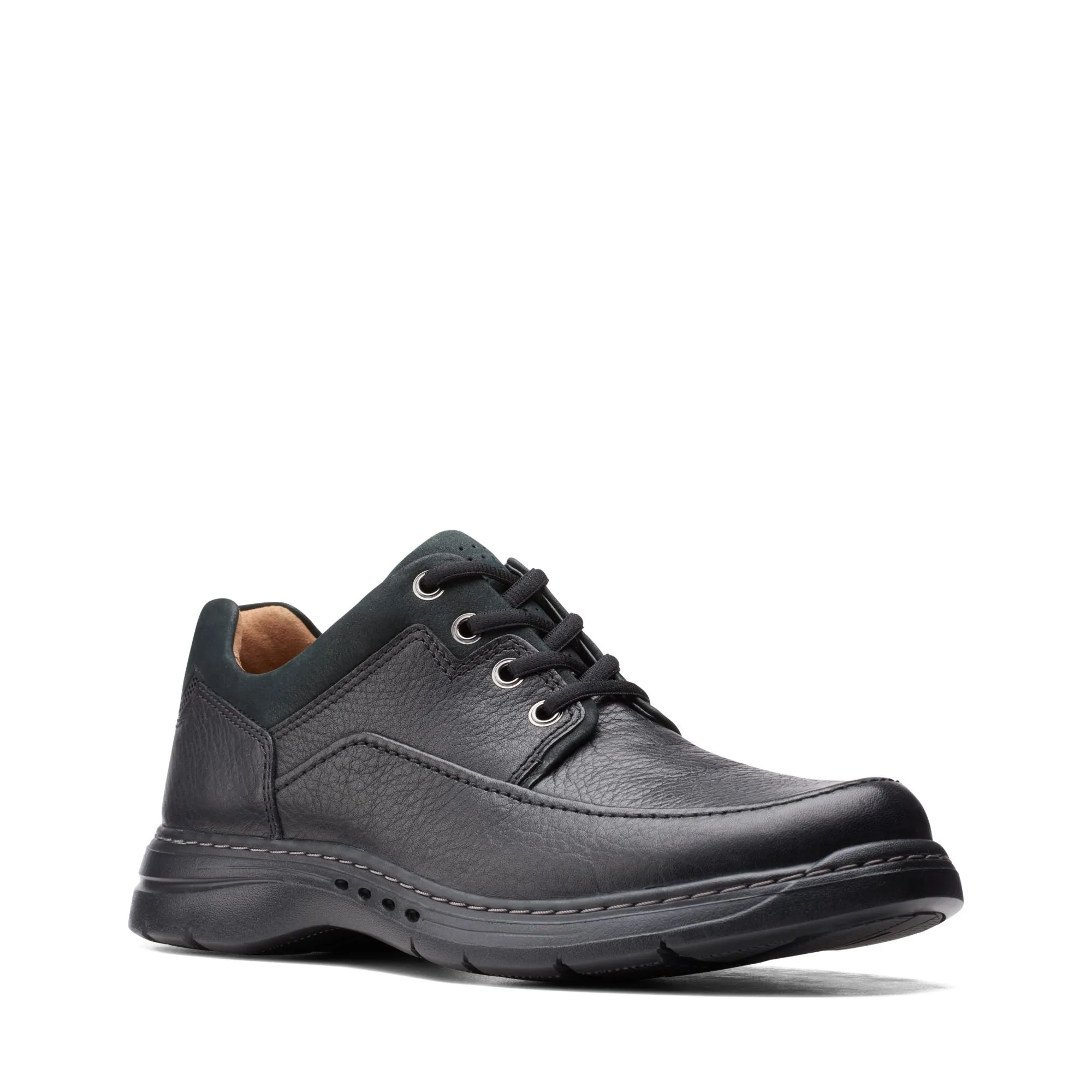 Clarks Un Brawley Lace Black Leather - Wide Width