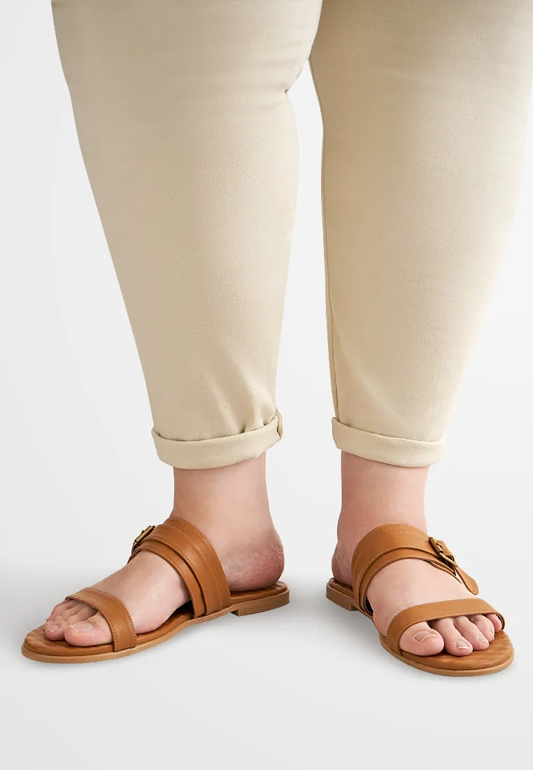 Donna Double Strap Adjustable Sandals - Brown