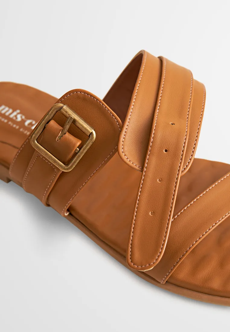 Donna Double Strap Adjustable Sandals - Brown