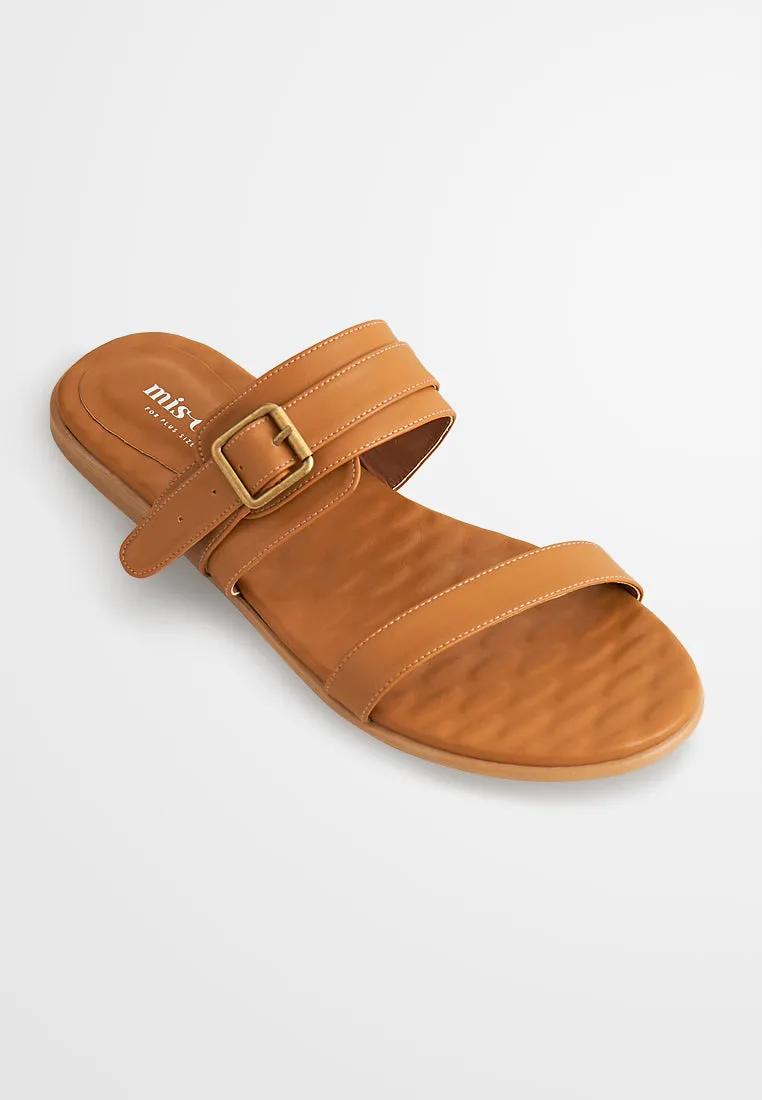 Donna Double Strap Adjustable Sandals - Brown