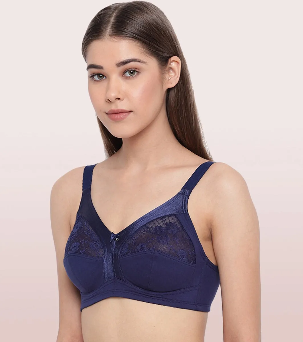Enamor Fab-Cool A014 Super Contouring M-frame Full Support  Cotton Bra for Women- Full Coverage, Non Padded and Wirefree - Navy
