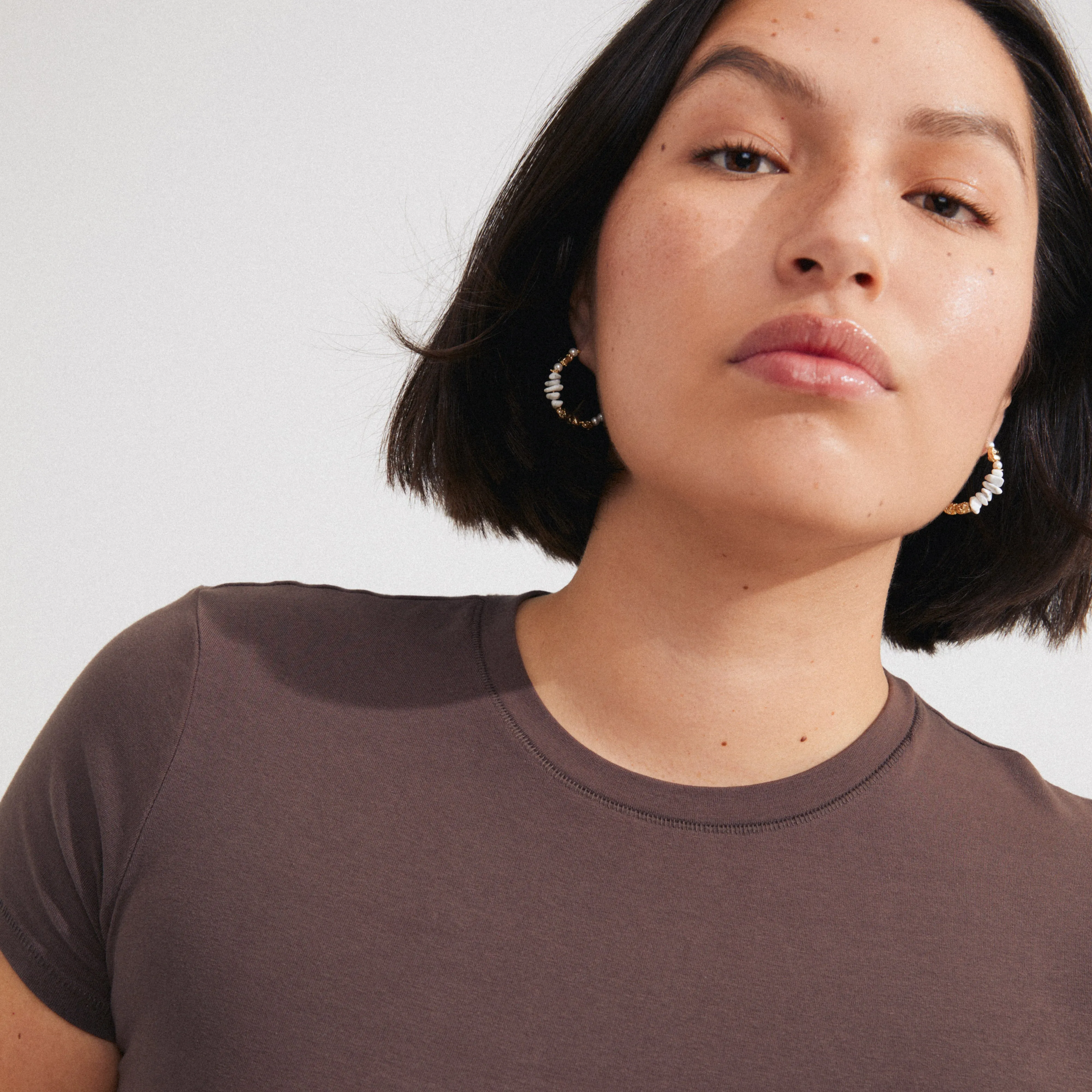 FORCE hoop earrings white/gold-plated