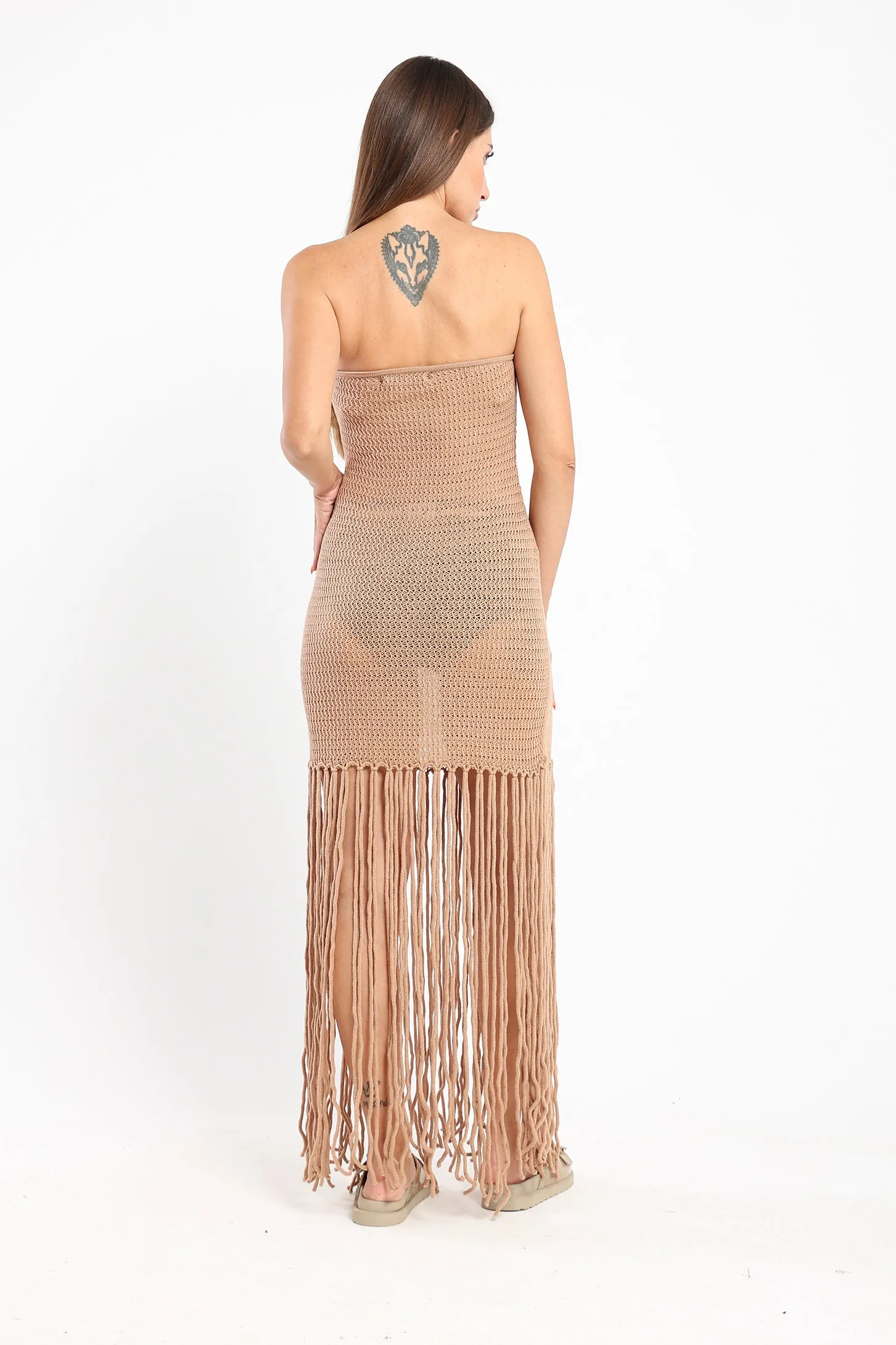 Fringe Beach Dress - Brown