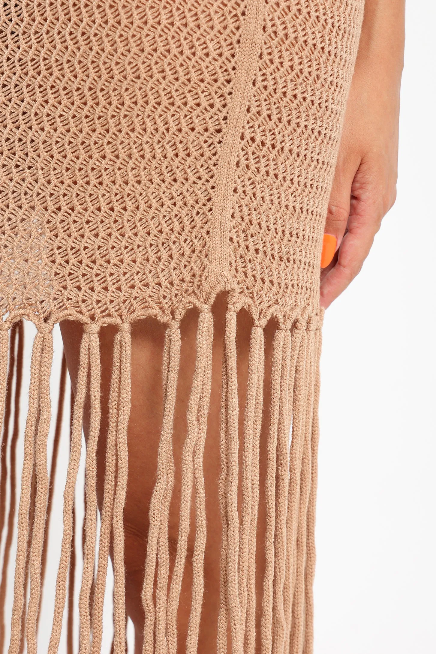 Fringe Beach Dress - Brown