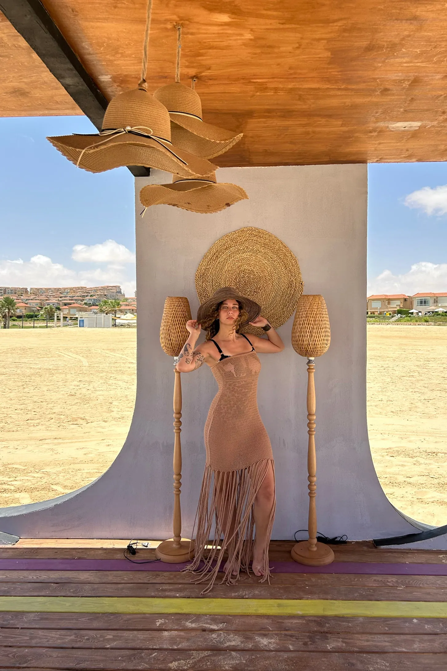 Fringe Beach Dress - Brown