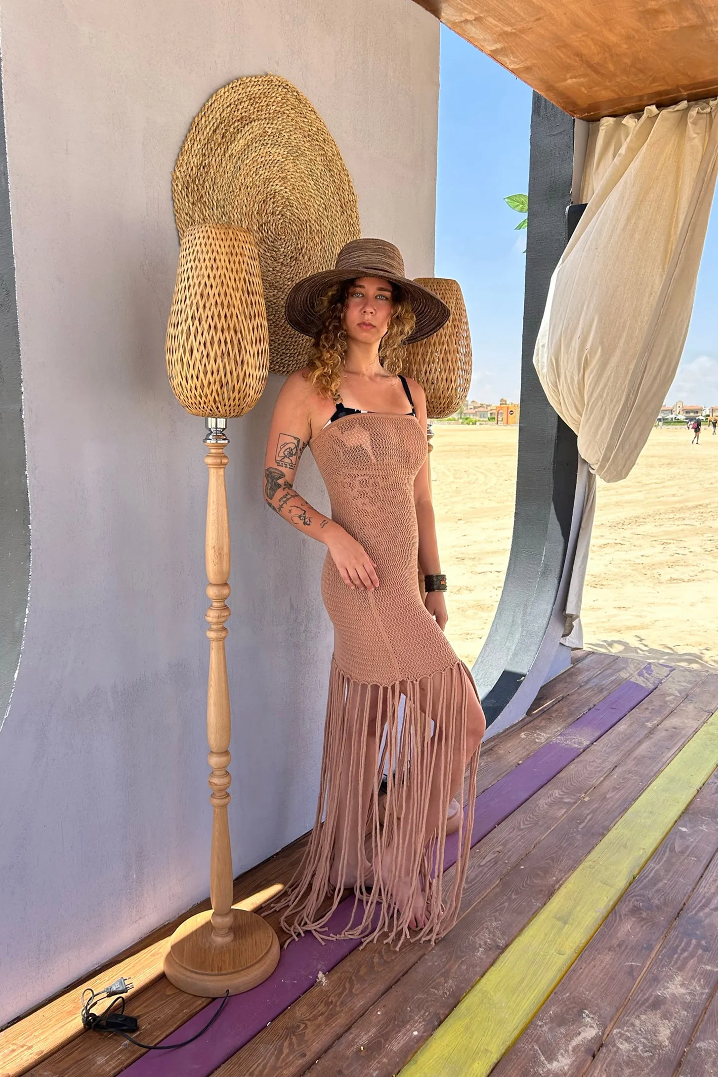 Fringe Beach Dress - Brown