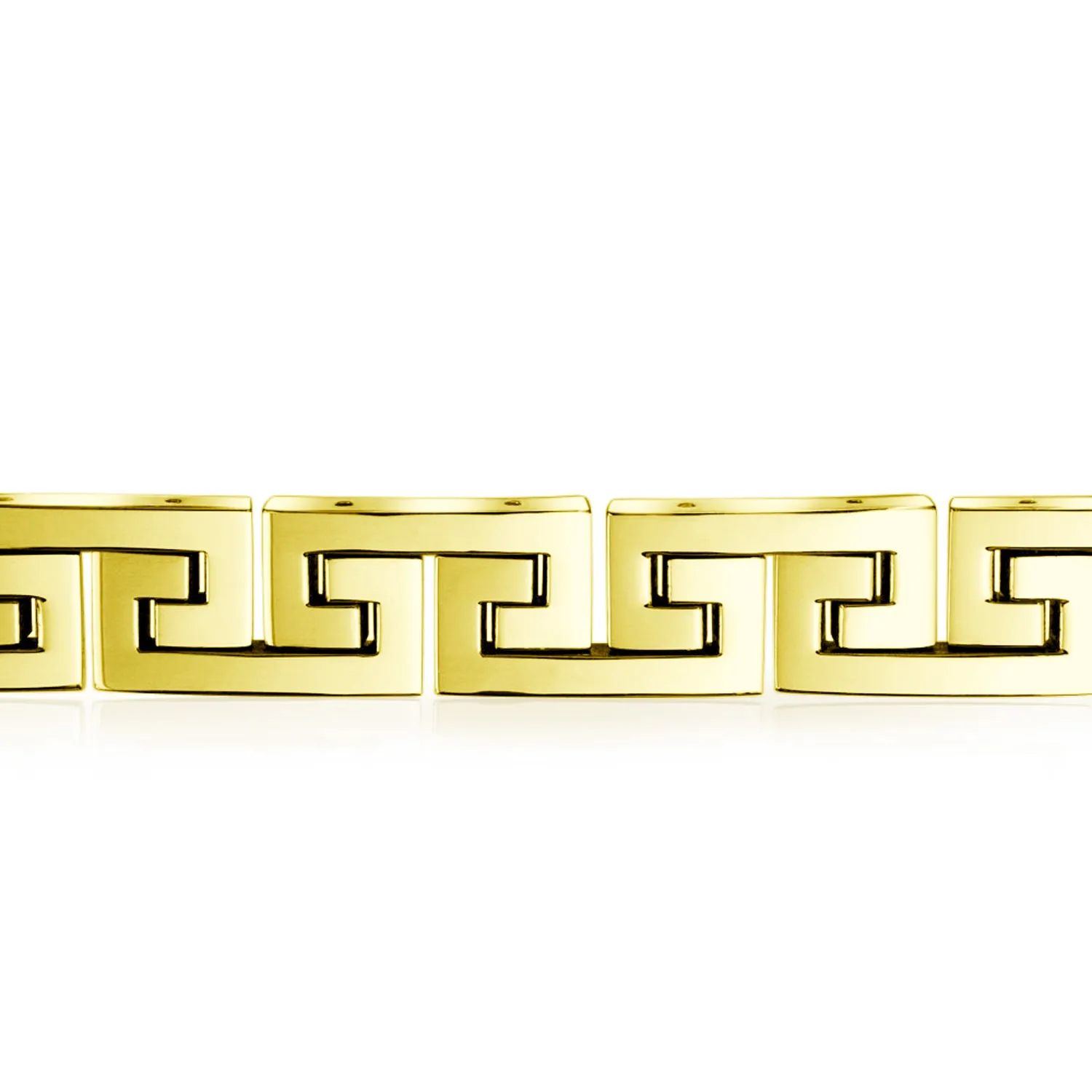 Geometric Infinity Greek Key Bracelet Black Gold Plated Stainless Steel Wood