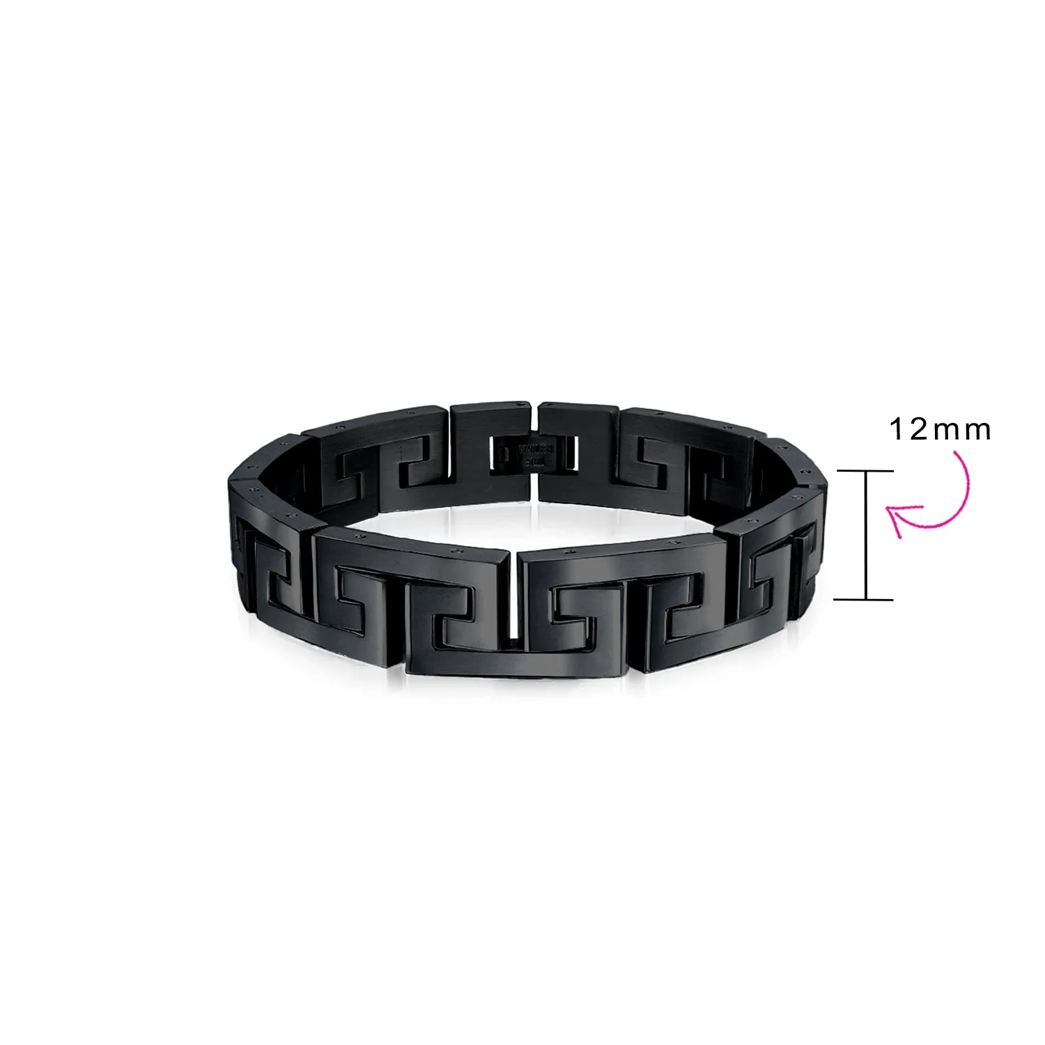 Geometric Infinity Greek Key Bracelet Black Gold Plated Stainless Steel Wood