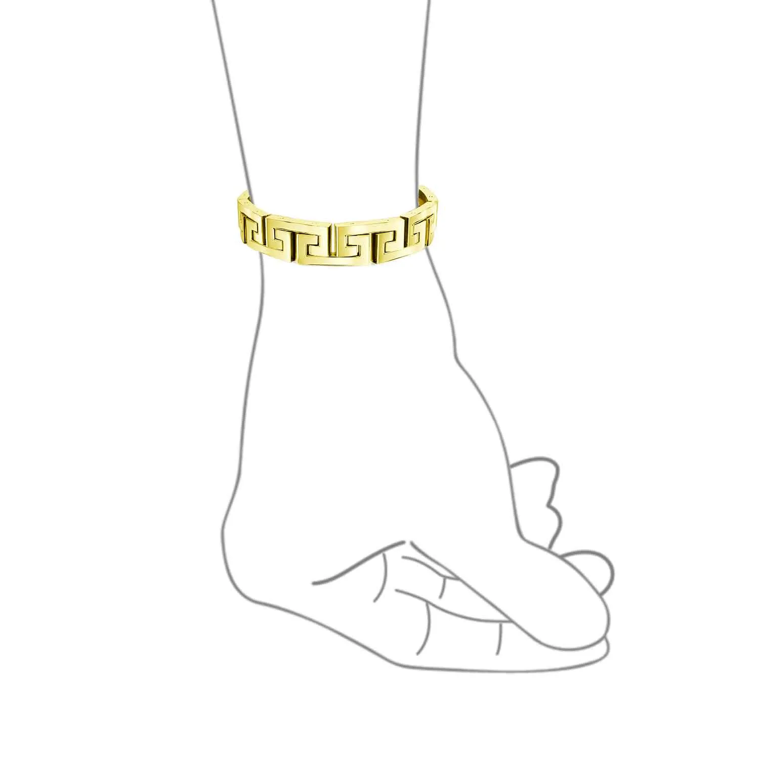 Geometric Infinity Greek Key Bracelet Black Gold Plated Stainless Steel Wood