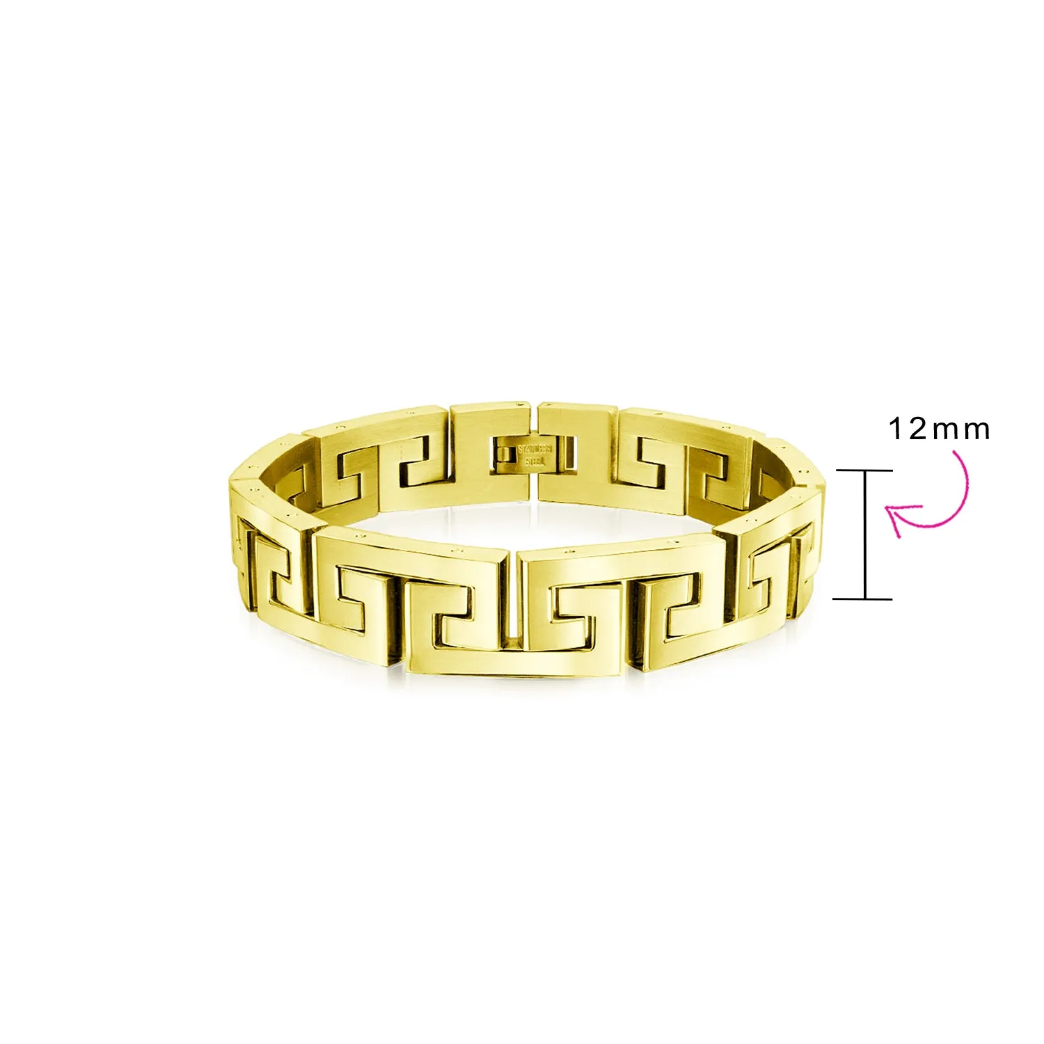Geometric Infinity Greek Key Bracelet Black Gold Plated Stainless Steel Wood