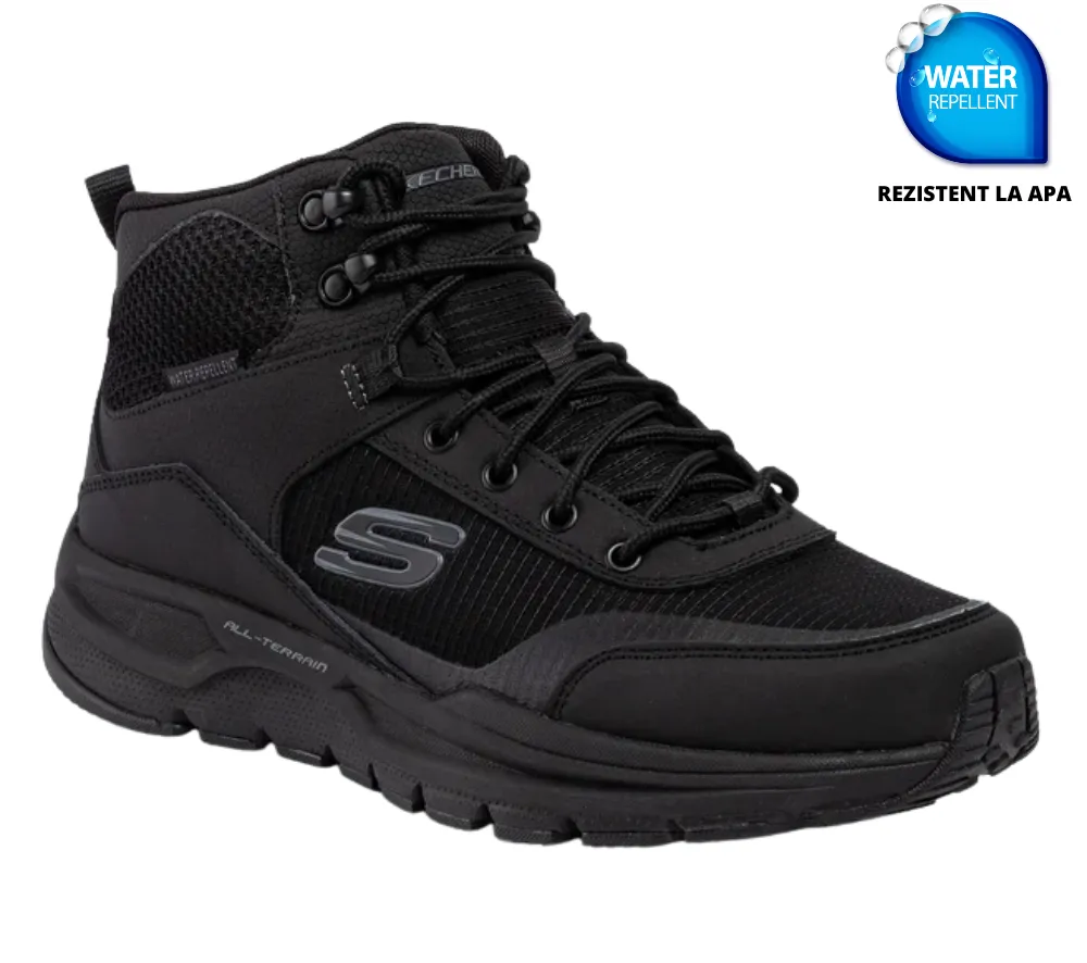 Ghete sport, barbati, SKECHERS WATER REPELLENT Trekkings Escape Plan 2 Wood Rock 51705-BBK negru, piele ecologica