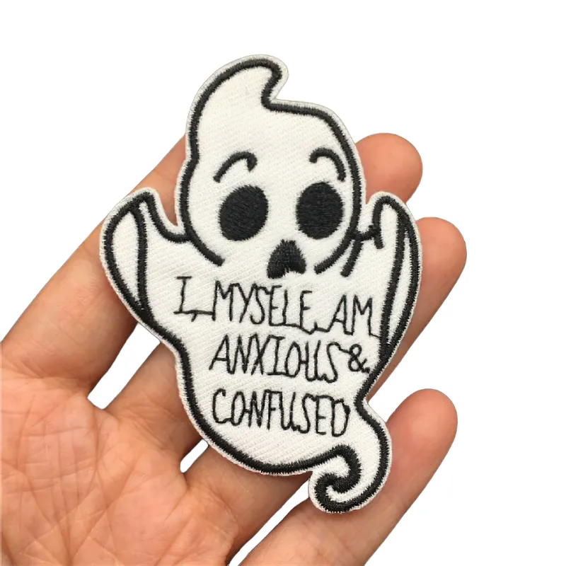 Ghost With An Inscription Style Patches For Clothing / Stylish Thermal Badges