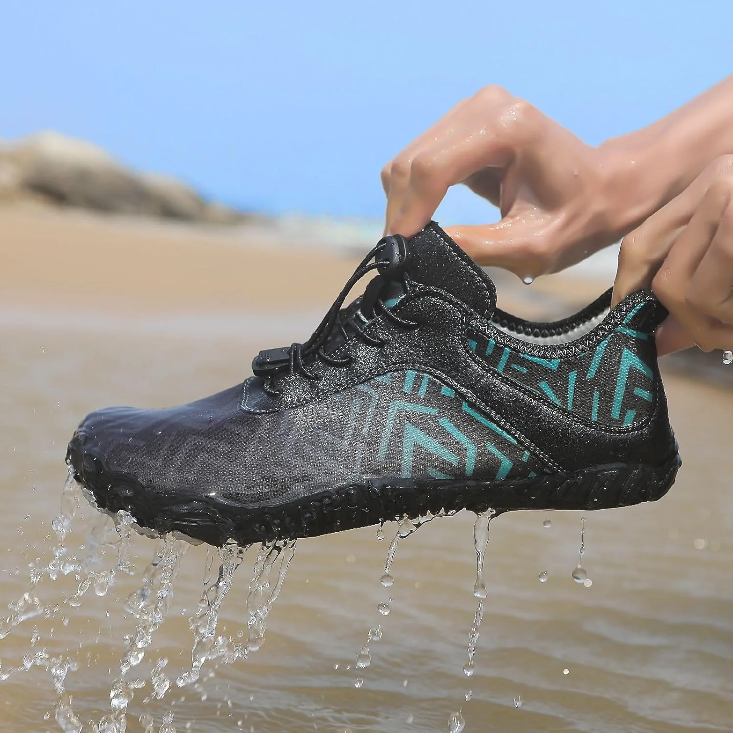Hiking Water Shoes Women Men, Unisex Non-Slip Wide Toe Box Barefoot Grounded Footwear, Quick Dry Aqua Shoes, Zero Drop Breathable Hiking Sneakers for Hike, Walking, Running, Swimming, Travel