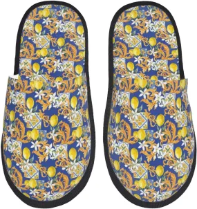House Slippers for Womens Men - Sicilian Style Soft House Shoes Fuzzy Slippers, Lightweight Slip-On Cozy House Slippers for Womens Indoor Outdoor
