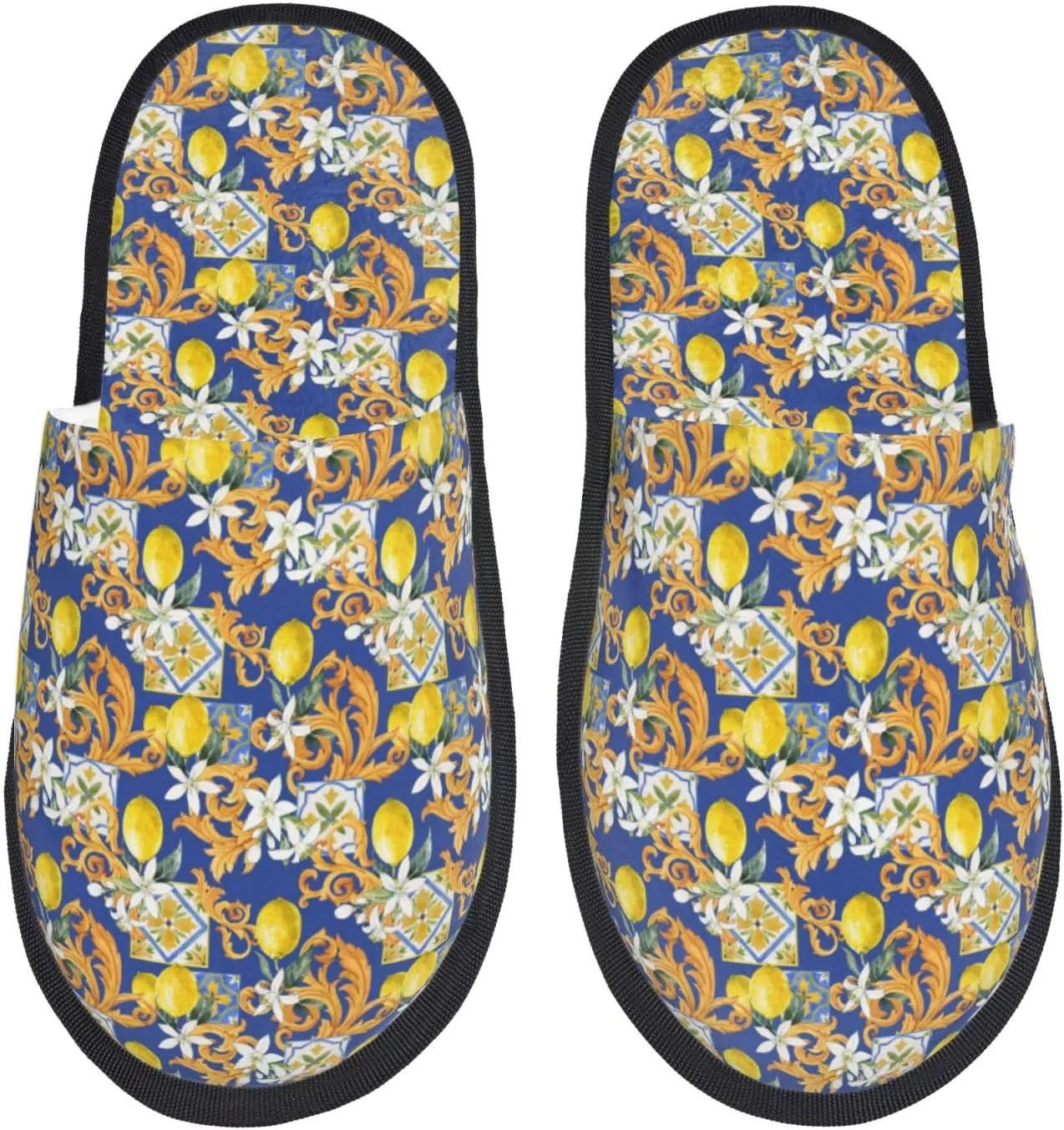 House Slippers for Womens Men - Sicilian Style Soft House Shoes Fuzzy Slippers, Lightweight Slip-On Cozy House Slippers for Womens Indoor Outdoor