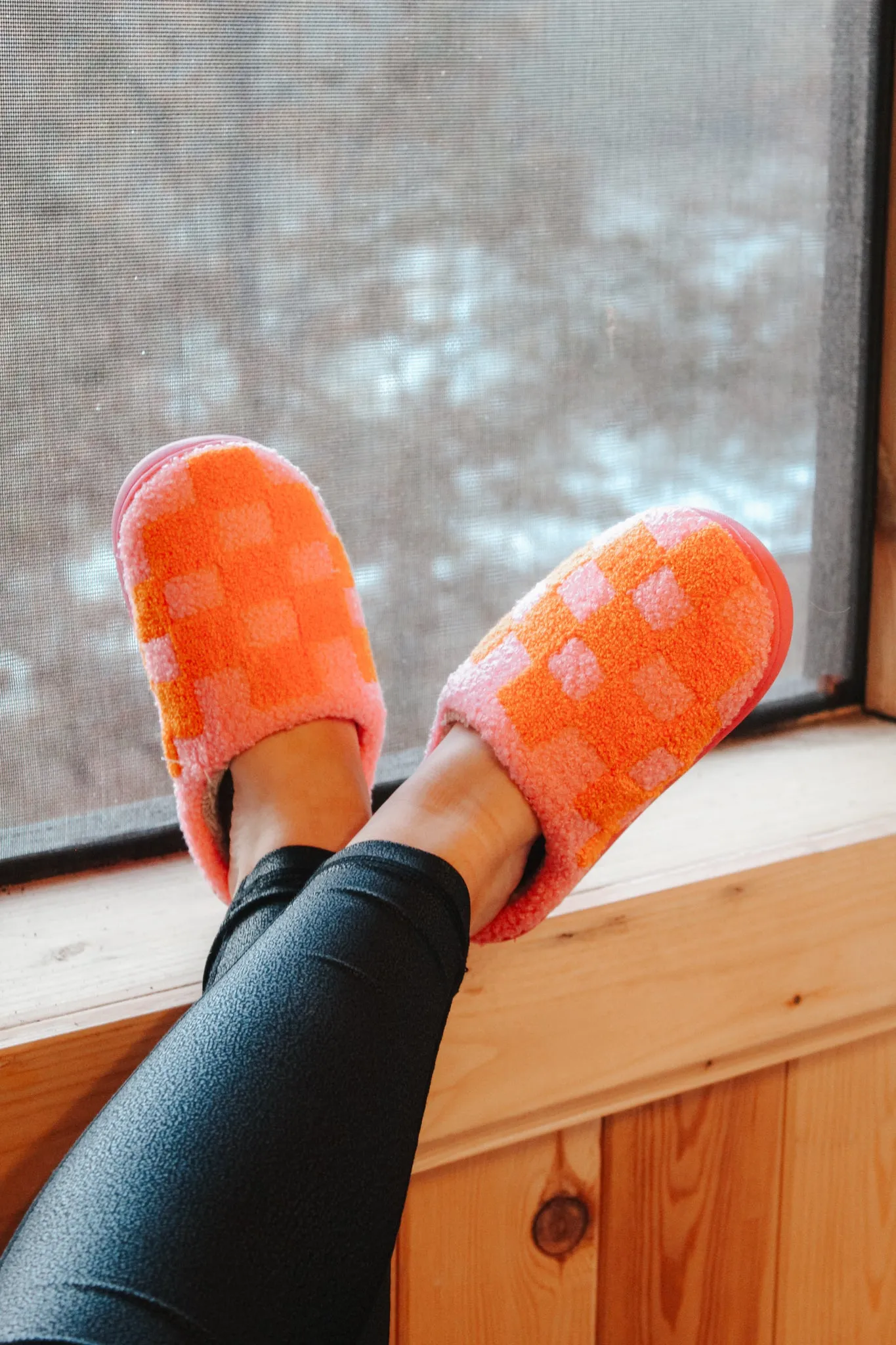 Just Checking In Fuzzy Slippers