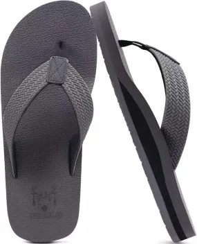 KuaiLu Men's Leather Flip Flops Arch Support Summer Beach Pool Water Thong Sandals Waterproof Rubber Walking Shoes