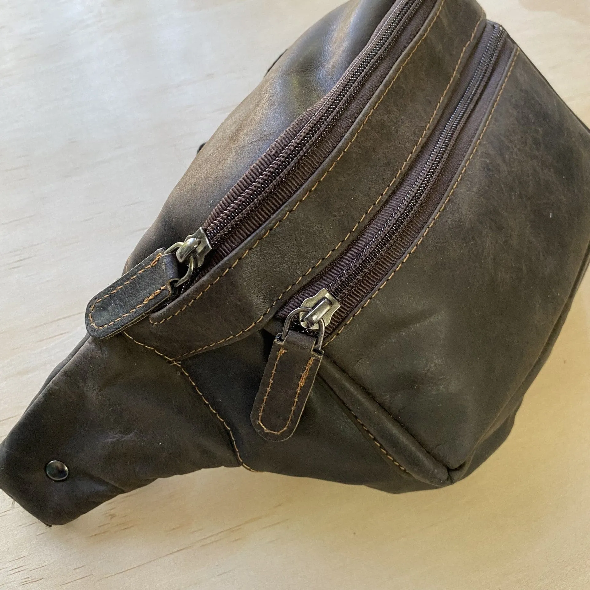 Leather Bum Bag Dark Brown - KALGHI