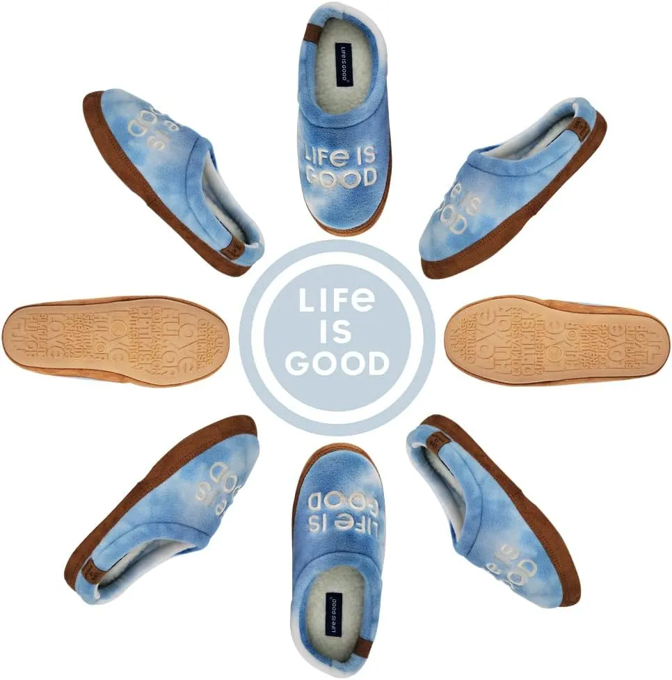 Life is Good Women's Moccasin Slippers, 303593W - Suede & Fleece Open Back Indoor/Outdoor Slip-Ons - Plush & Cozy Slides with Soft Foam & Rubber Soles Stylish & Comfy Available in Different Designs