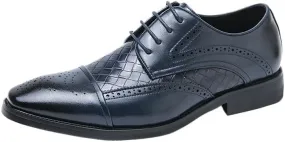 Men's Black Leather Oxford Shoes, English Dress Shoes, Breathable Business Formal Shoes, Lace-up Pointed Toe Walking Shoes