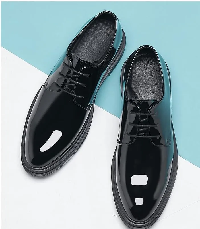 Men’s Patent Leather Dress Shoes – Formal Business Oxford, Non-Slip Men's Elevator Shoes 2" Taller Business