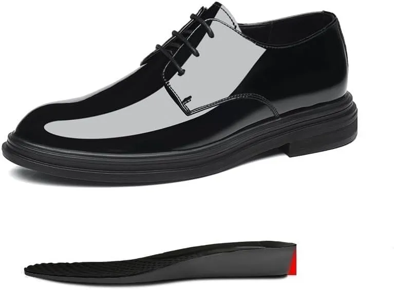 Men’s Patent Leather Dress Shoes – Formal Business Oxford, Non-Slip Men's Elevator Shoes 2" Taller Business