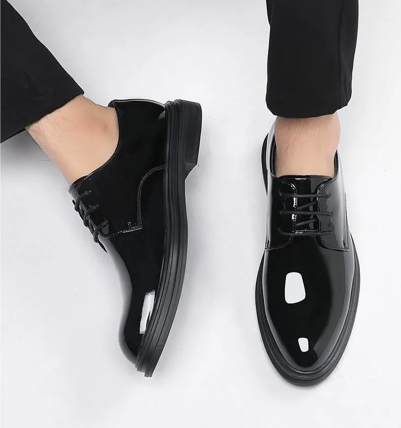 Men’s Patent Leather Dress Shoes – Formal Business Oxford, Non-Slip Men's Elevator Shoes 2" Taller Business
