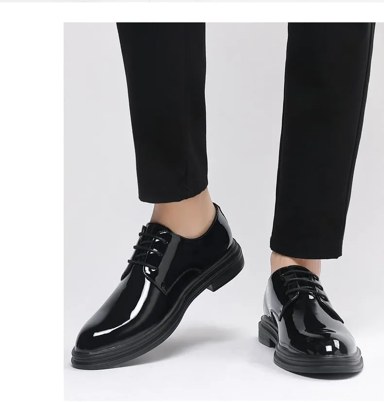Men’s Patent Leather Dress Shoes – Formal Business Oxford, Non-Slip Men's Elevator Shoes 2" Taller Business