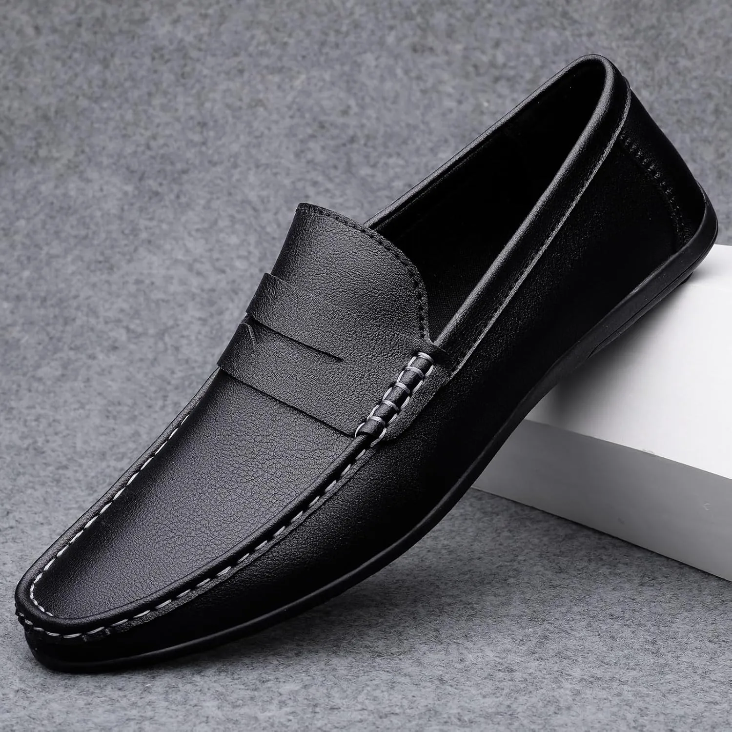 Men's Slip-On Dress Shoes Mens Casual Classic Summer Patent Leather Loafers Lightweight All-Day Comfort Tuxedo Shoes