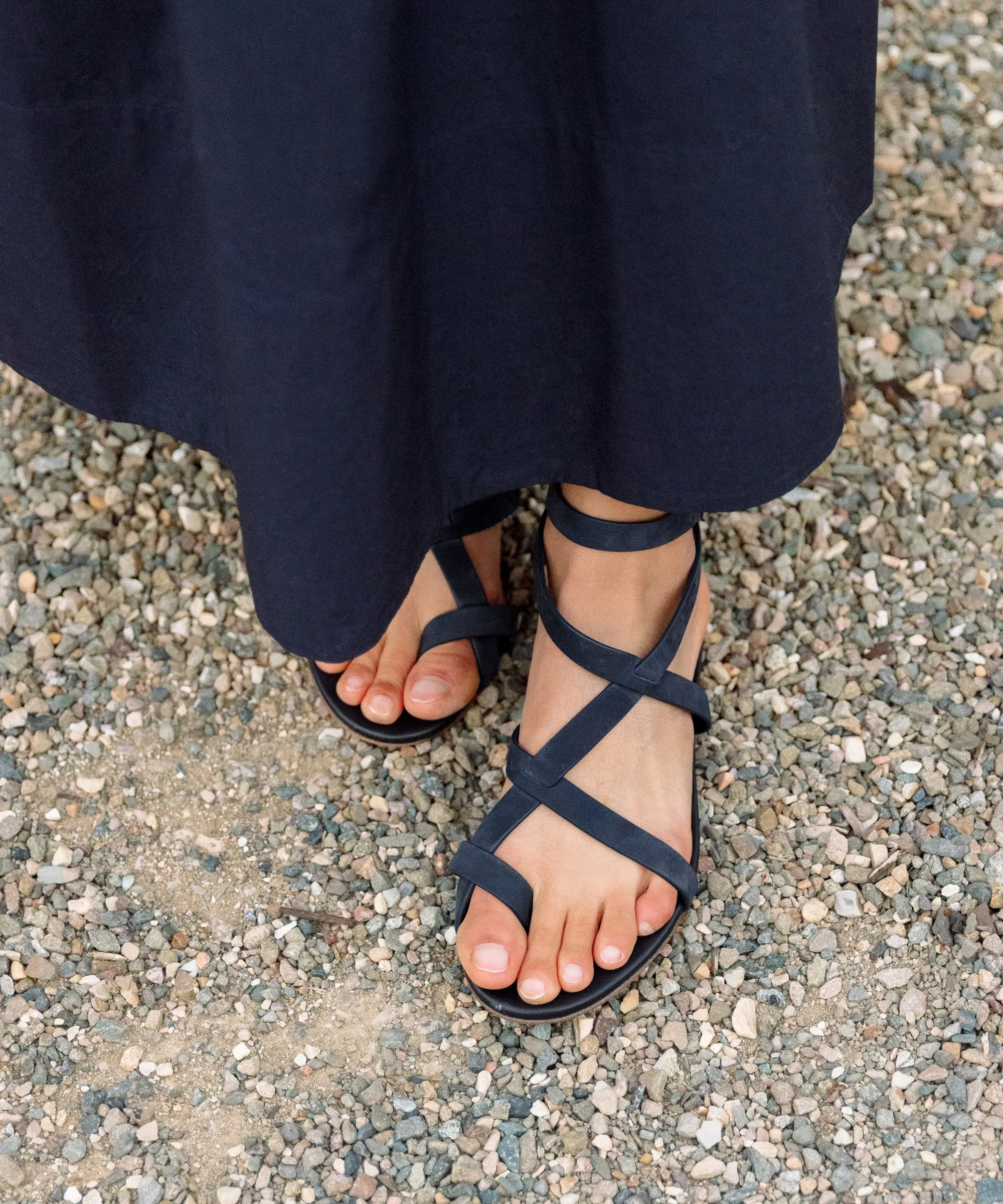 Oiled Leather Strappy Sandal