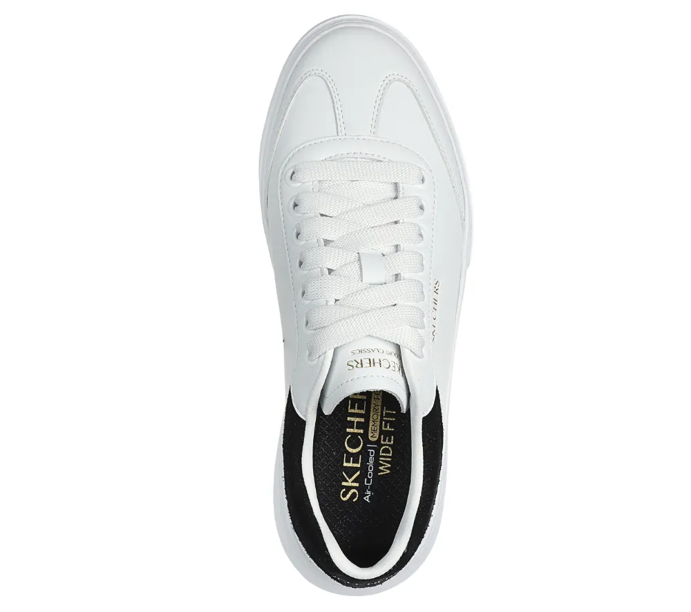 Pantofi sport, dama, SKECHERS CORDOVA CLASSIC-BEST BEHAVIOR 185060-WBK alb, piele ecologica