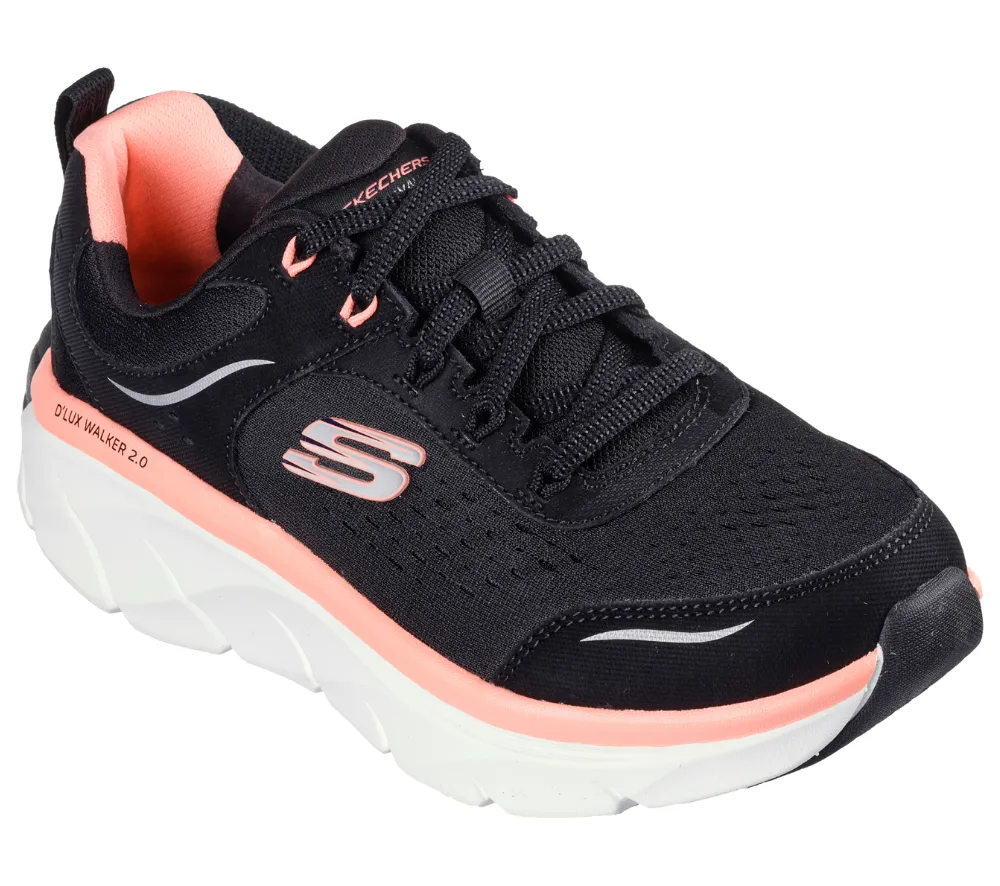 Pantofi sport, dama, SKECHERS D'LUX WALKER DAISY DOLL 150093-BKCL negru, piele naturala