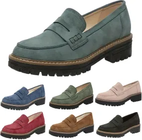 Platform Loafers for Women 2025,Women Platform Loafer,Business Casual Shoes Women,Work Shoes Women Business Casual,Suede Penny Loafers Lug Sole Slip-Ons Shoes Women Penny Loafers